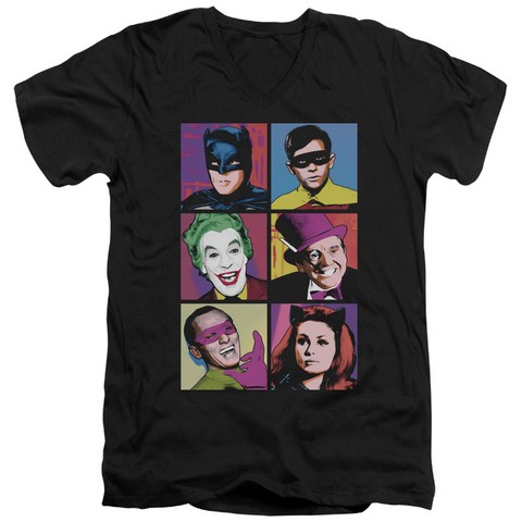 Batman Classic Tv-Pop Cast - Short Sleeve Adult 30-1 Tee - Black- Medium