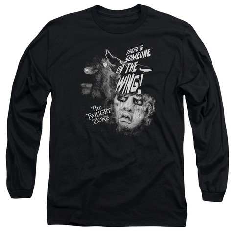 Twilight Zone-Someone On The Wing - Long Sleeve Adult 18-1 Tee - Black- Medium