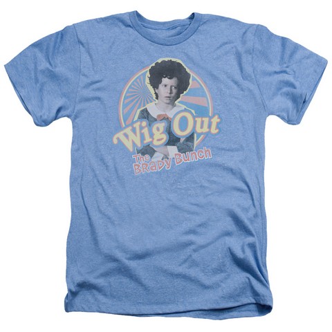 Brady Bunch-Wig Out - Adult Heather Tee - Light Blue- Medium
