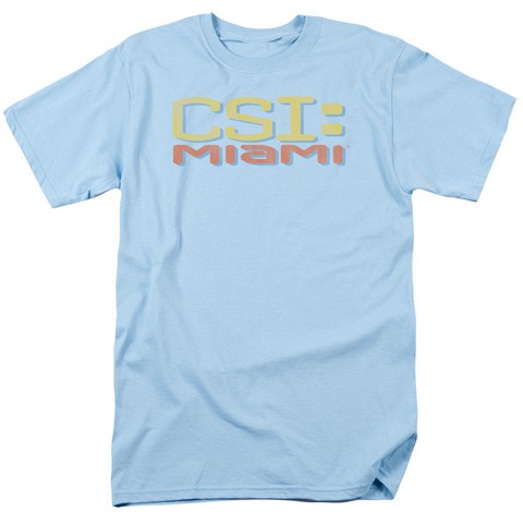 Csi Miami-Logo Distressed - Short Sleeve Adult 18-1 Tee - Light Blue- Large