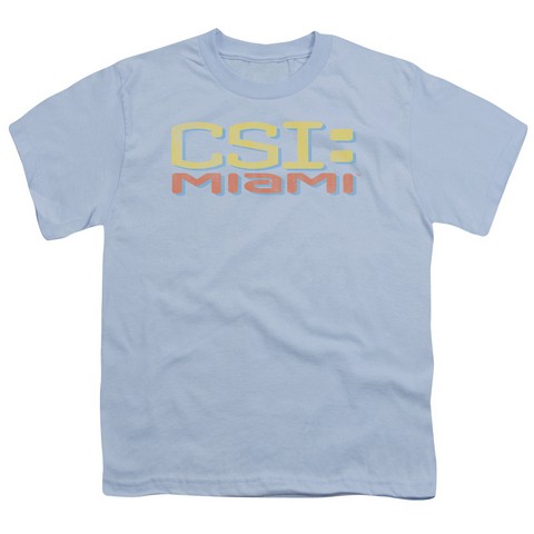 Csi Miami-Logo Distressed - Short Sleeve Youth 18-1 Tee - Light Blue- Medium