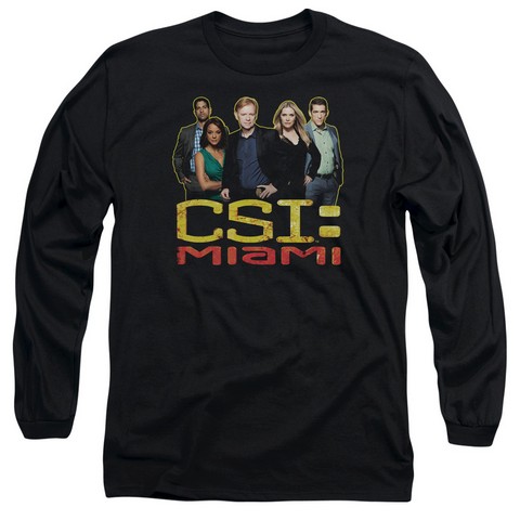 Csi Miami-The Cast In Black - Long Sleeve Adult 18-1 Tee - Black- Medium