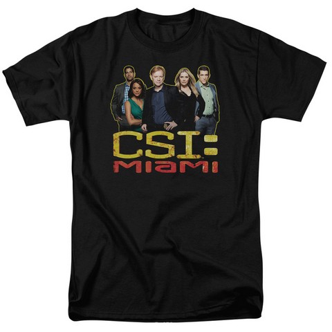 Csi Miami-The Cast In Black - Short Sleeve Adult 18-1 Tee - Black- Medium