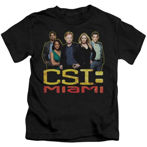 Csi Miami-The Cast In Black - Short Sleeve Juvenile 18-1 Tee - Black- Medium 5-6
