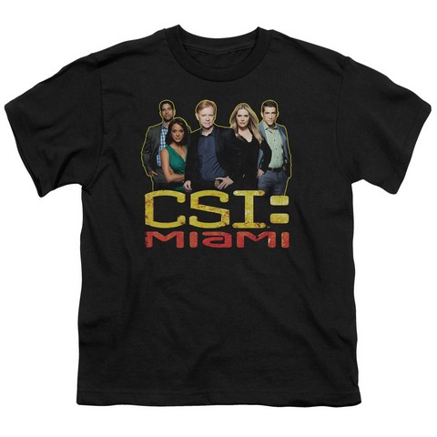 Csi Miami-The Cast In Black - Short Sleeve Youth 18-1 Tee - Black- Medium