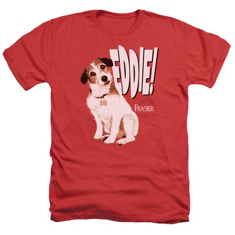 Frasier-Eddie - Adult Heather Tee - Red- Large