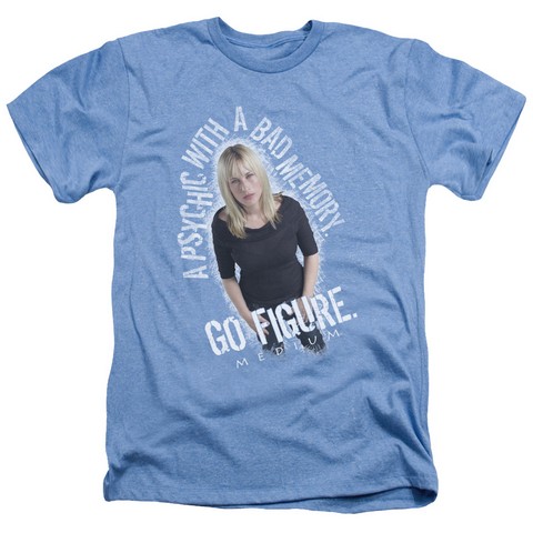 Medium-Go Figure - Adult Heather Tee - Light Blue- Medium