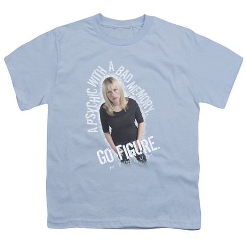 Medium-Go Figure - Short Sleeve Youth 18-1 Tee - Light Blue- Small