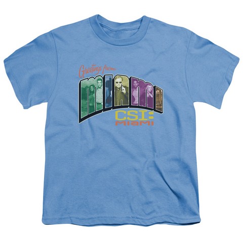 Csi Miami-Greeting From Miami - Short Sleeve Youth 18-1 Tee - Carolina Blue- Medium