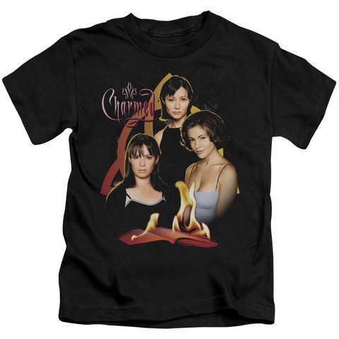 Charmed-Original Three - Short Sleeve Juvenile 18-1 Tee - Black- Medium 5-6