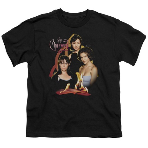 Charmed-Original Three - Short Sleeve Youth 18-1 Tee - Black- Large