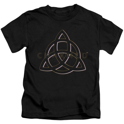 Charmed-Triple Linked Logo - Short Sleeve Juvenile 18-1 Tee - Black, Medium 5-6
