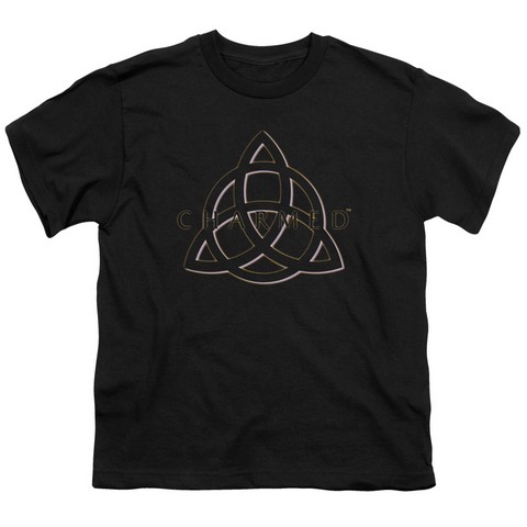 Charmed-Triple Linked Logo - Short Sleeve Youth 18-1 Tee - Black- Medium