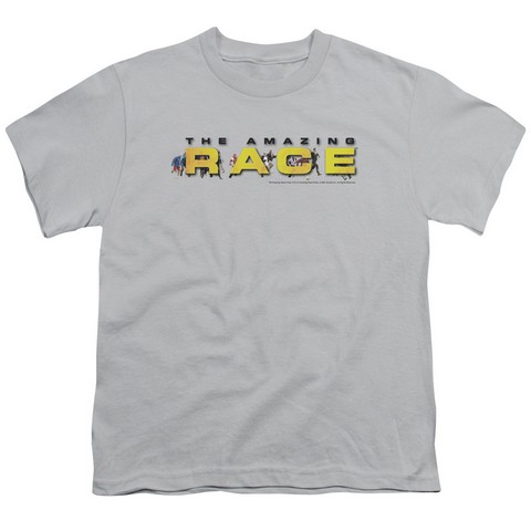 Amazing Race-Running Logo - Short Sleeve Youth 18-1 Tee - Silver- Extra Large