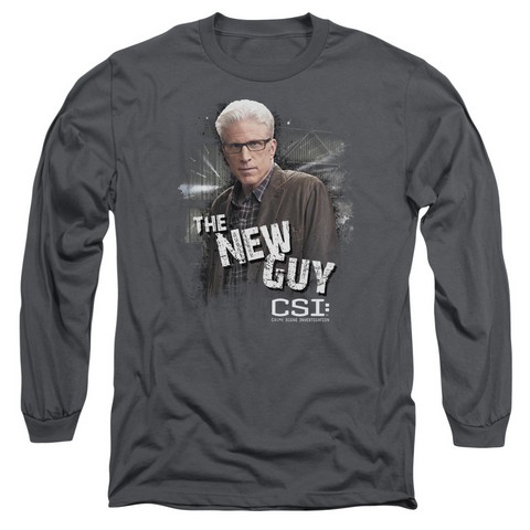 Csi-The New Guy - Long Sleeve Adult 18-1 Tee - Charcoal- Medium