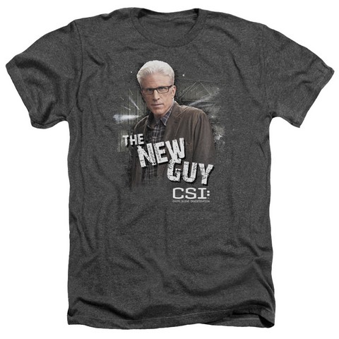 Csi-The New Guy - Adult Heather Tee - Charcoal- Large