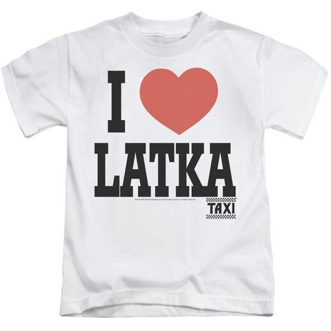 Taxi-I Heart Latka - Short Sleeve Juvenile 18-1 Tee - White- Medium 5-6