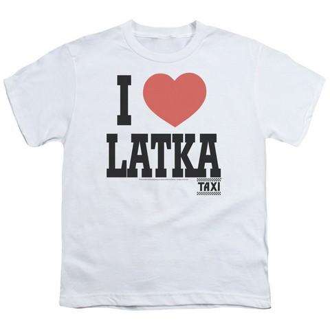 Taxi-I Heart Latka - Short Sleeve Youth 18-1 Tee - White- Medium