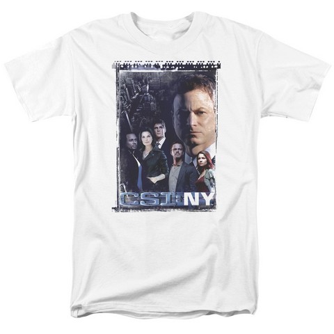 Csi Ny-Watchful Eye - Short Sleeve Adult 18-1 Tee - White- Medium