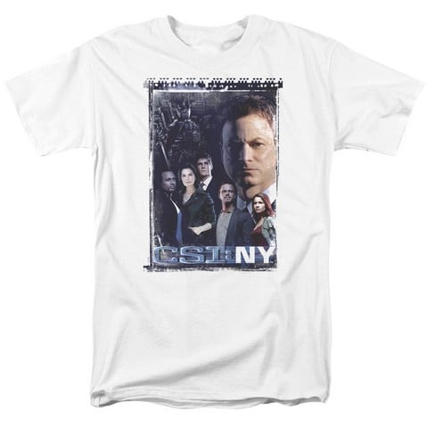 Csi Ny-Watchful Eye - Short Sleeve Adult 18-1 Tee - White- 2X