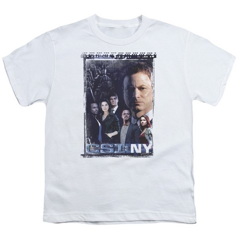 Csi Ny-Watchful Eye - Short Sleeve Youth 18-1 Tee - White- Large
