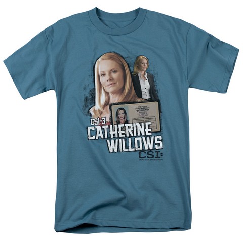 Csi-Catherine Willows - Short Sleeve Adult 18-1 Tee - Slate- 3X