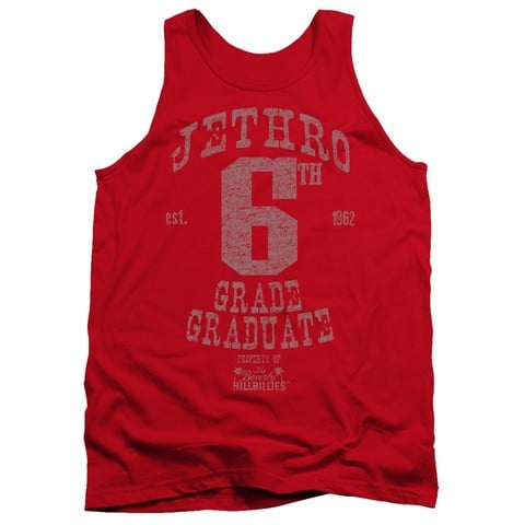 Beverly Hillbillies-Mr 6Th Grade Grad - Adult Tank Top - Red- Extra Large