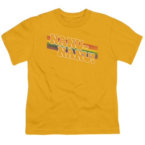Mork & Mindy-Nanu Rainbow - Short Sleeve Youth 18-1 Tee - Gold- Extra Large