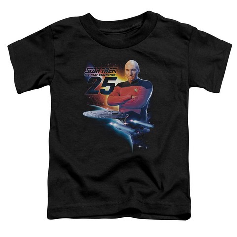Star Trek-Tng 25 - Short Sleeve Toddler Tee - Black- Small 2T