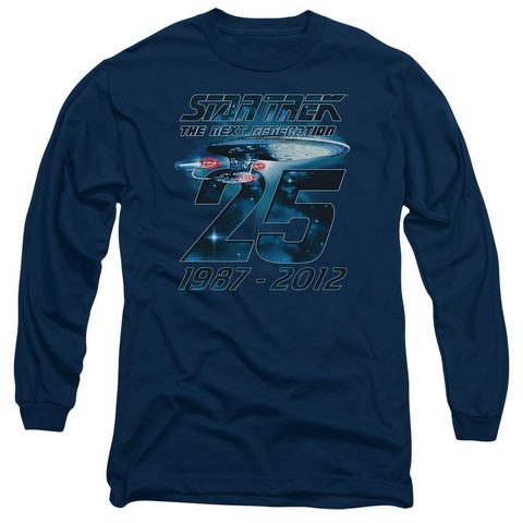 Star Trek-Enterprise 25 - Long Sleeve Adult 18-1 Tee - Navy- Medium