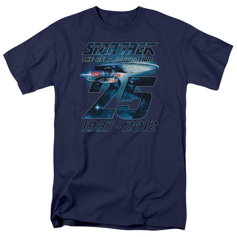 Star Trek-Enterprise 25 - Short Sleeve Adult 18-1 Tee - Navy- Small