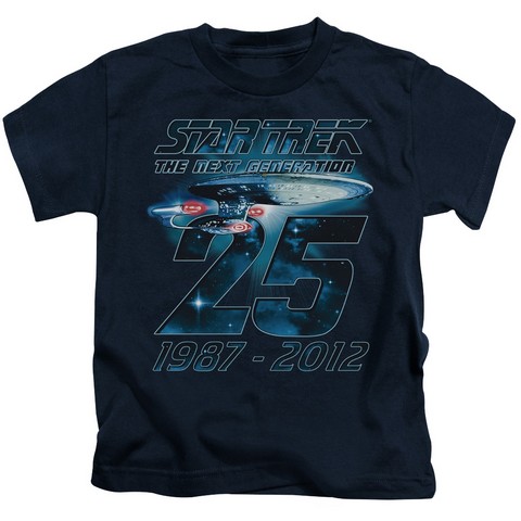 Star Trek-Enterprise 25 - Short Sleeve Juvenile 18-1 Tee - Navy- Medium 5-6