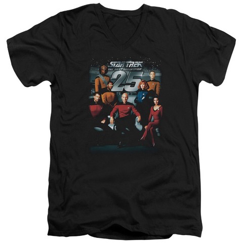 Star Trek-25Th Anniversary Crew - Short Sleeve Adult 30-1 Tee - Black- Medium