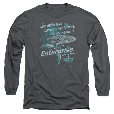 Star Trek-Never Forget - Long Sleeve Adult 18-1 Tee - Charcoal- 2X