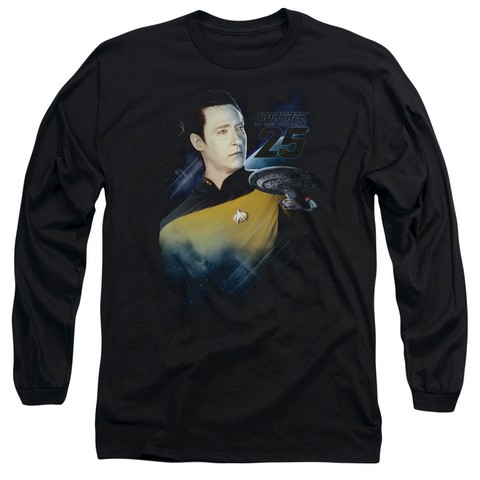 Star Trek-Data 25Th - Long Sleeve Adult 18-1 Tee - Black- Small
