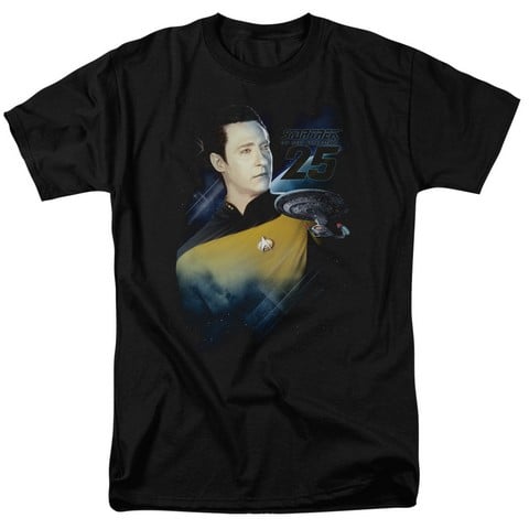 Star Trek-Data 25Th - Short Sleeve Adult 18-1 Tee - Black, Small