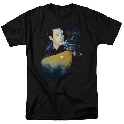 Star Trek-Data 25Th - Short Sleeve Adult 18-1 Tee - Black, Large