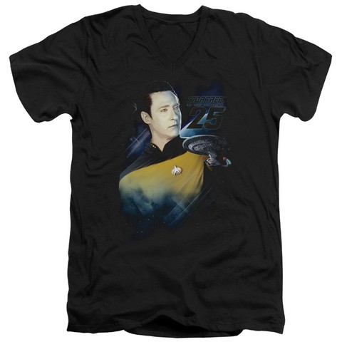 Star Trek-Data 25Th - Short Sleeve Adult 30-1 Tee - Black- Large