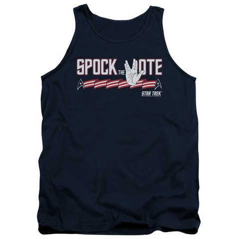 Star Trek-Spock The Vote - Adult Tank Top - Navy- Medium