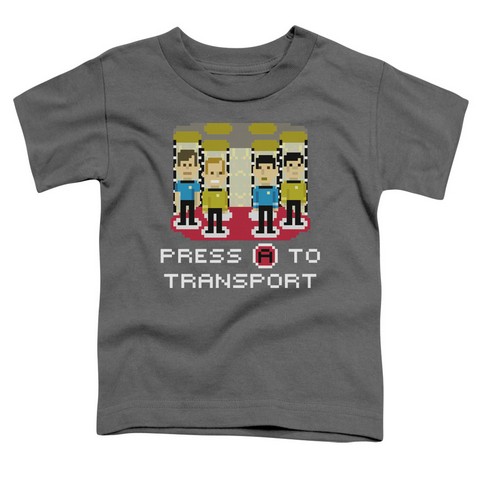 Star Trek-Press A To Transport - Charcoal- Small 2T