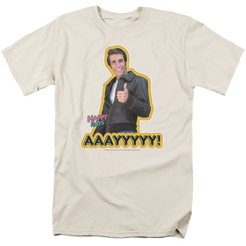 Happy Days-Aaayyyyy - Short Sleeve Adult 18-1 Tee - Sand- Medium