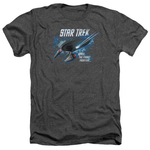 Star Trek-The Final Frontier - Adult Heather Tee - Charcoal- Small