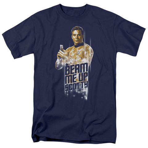 Star Trek-Beam Me Up - Short Sleeve Adult 18-1 Tee - Navy- Medium
