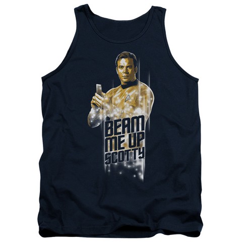 Star Trek-Beam Me Up - Adult Tank Top - Navy- Medium