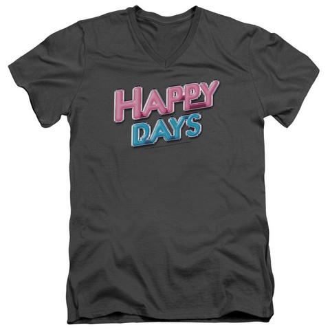 Happy Days-Happy Days Logo - Short Sleeve Adult 30-1 Tee - Charcoal, Medium