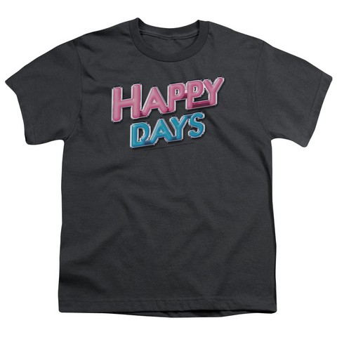 Happy Days-Happy Days Logo - Short Sleeve Youth 18-1 Tee - Charcoal- Large