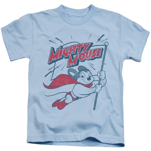 Mighty Mouse-Mighty Flag - Short Sleeve Juvenile 18-1 Tee - Light Blue- Small 4