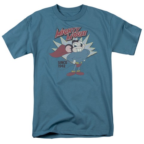 Mighty Mouse-1942 - Short Sleeve Adult 18-1 Tee - Slate- Extra Large