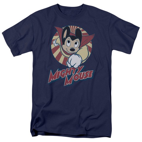 Mighty Mouse-The One The Only - Short Sleeve Adult 18-1 Tee - Navy- Medium
