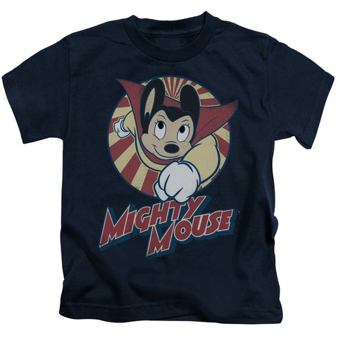 Mighty Mouse-The One The Only - Short Sleeve Juvenile 18-1 Tee - Navy- Medium 5-6